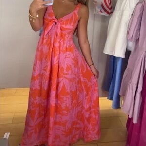 ⚡️ NWT Goa Beachwear by Japna Orange and Fushia Pink Maxi Resortwear Dress M